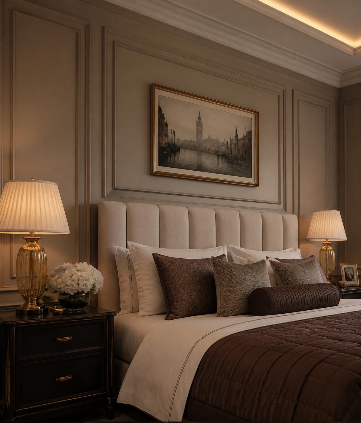 Panelled bedroom wall